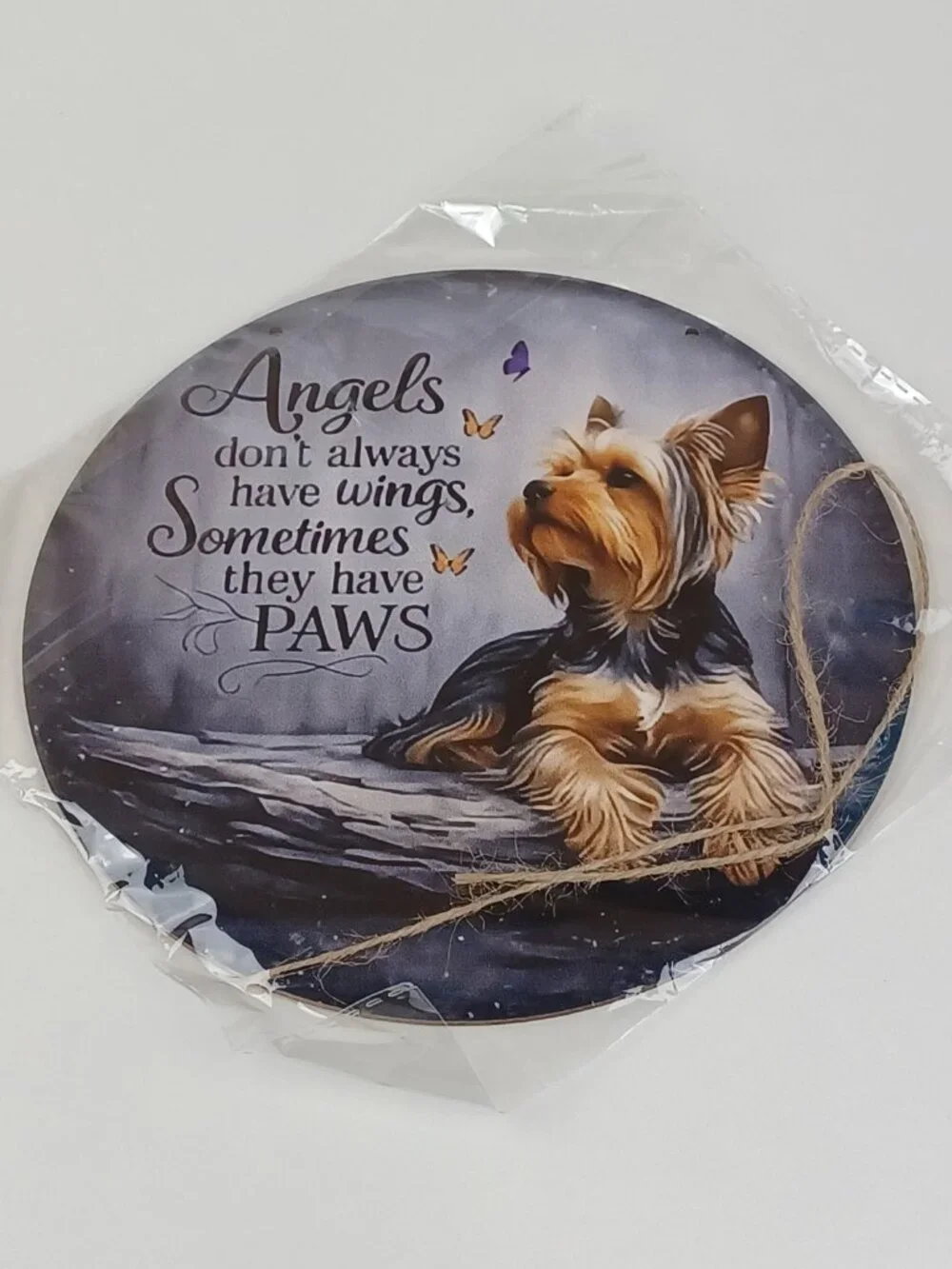 Yorkshire Terrier Angel Memorial Wood Plaque Angels Don't Always Have Wings Sign